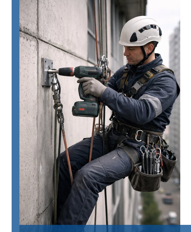 Установка анкерных точек для высотных работ в Майкопе